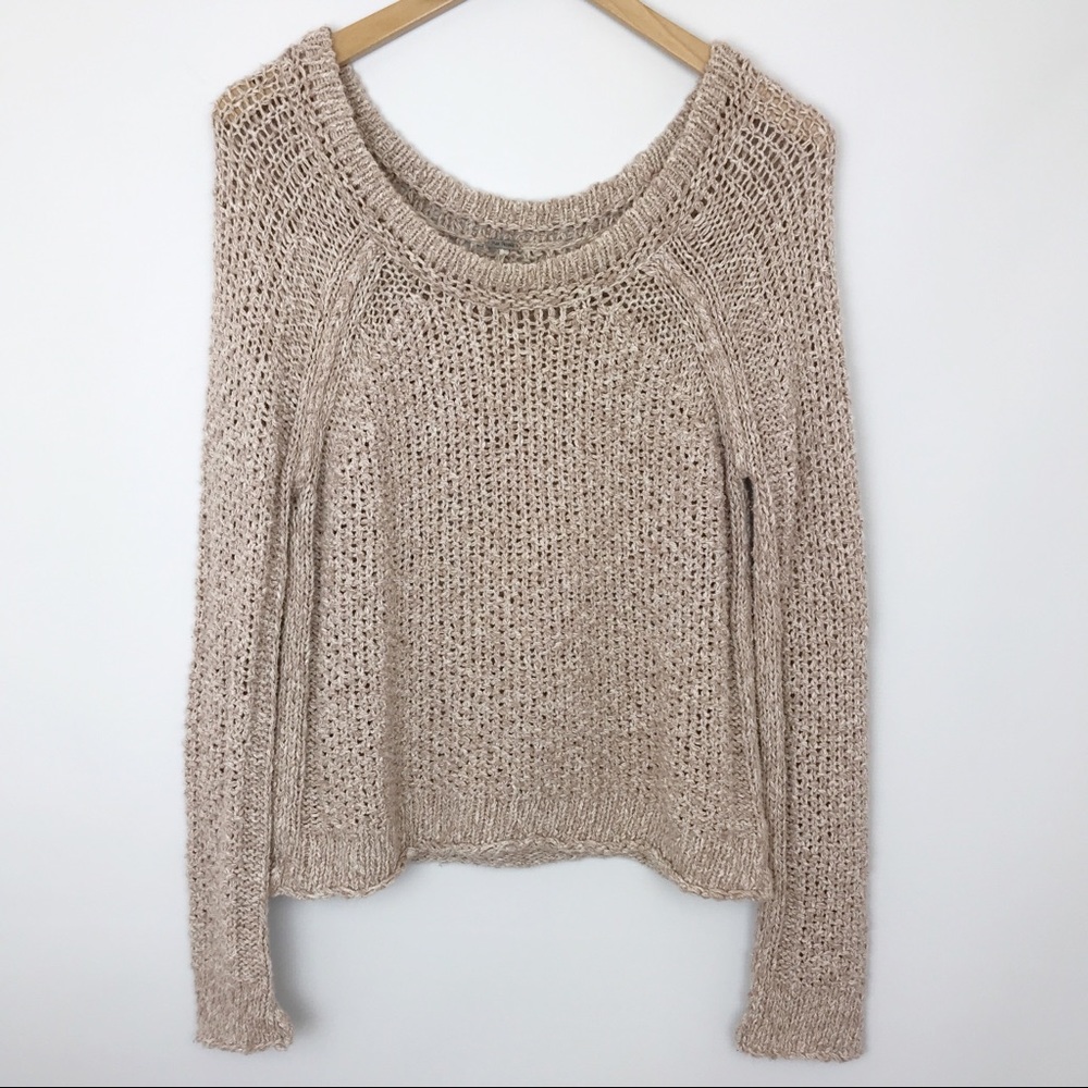 FREE PEOPLE | Light Brown Chunky Wide Neck Sweater